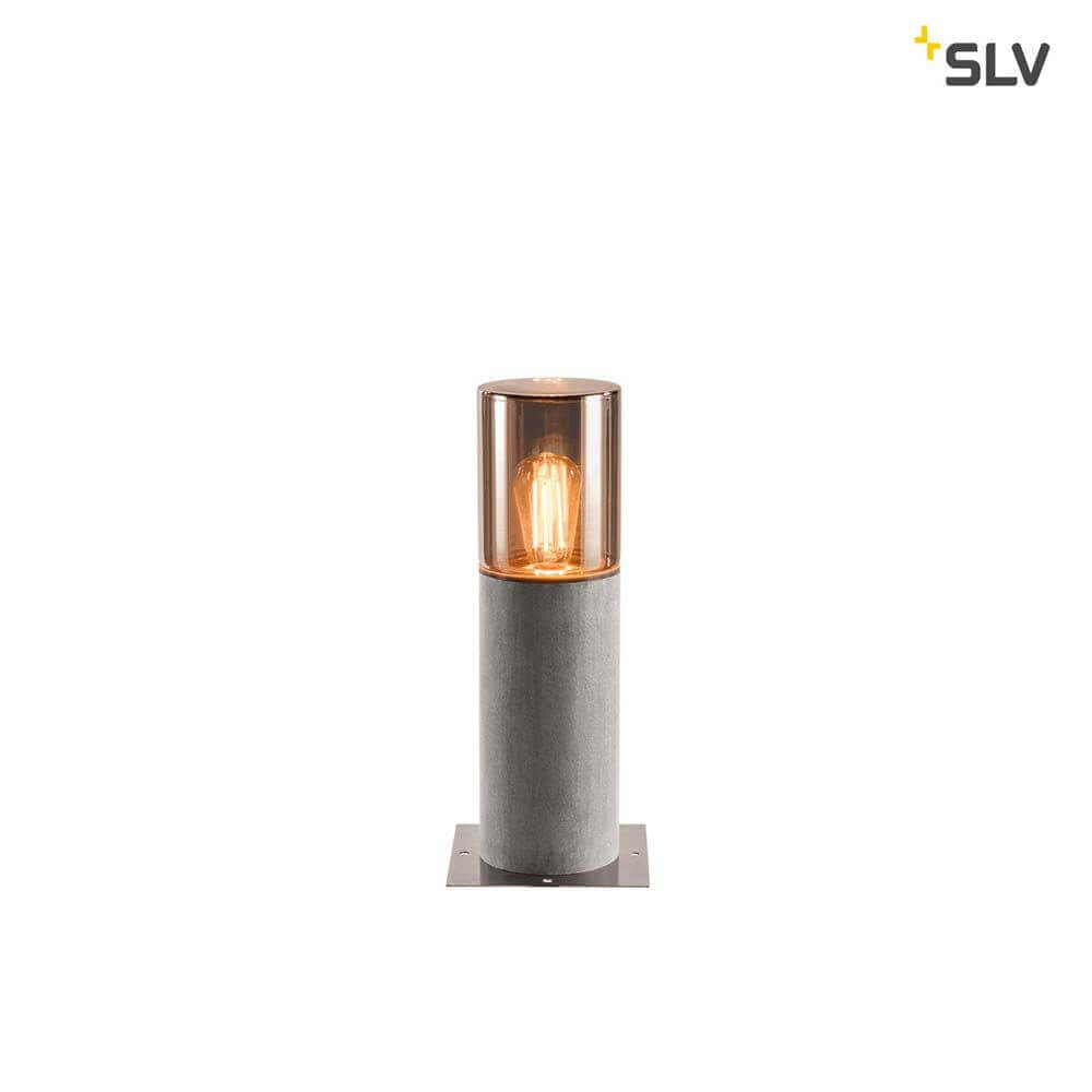 LISENNE Pole 40 E27 Grau mit Rauchglas-Optik und Basalt-Unterbau, ideal für LED- und Energiesparleuchtmittel.