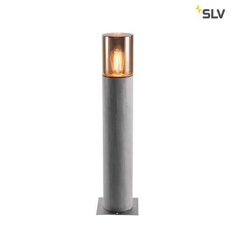 Lisenne Pole 70 E27 Grau IP54 Standleuchte mit Rauchglas-Optik und Basalt-Unterbau für LED-Leuchtmittel