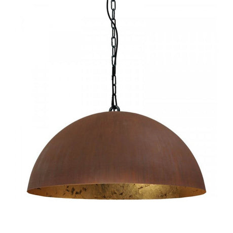 Larino pendellampe med rustikk kjede Ø100 cm rust-bladgull, håndlaget pendellampe i kuppelform.