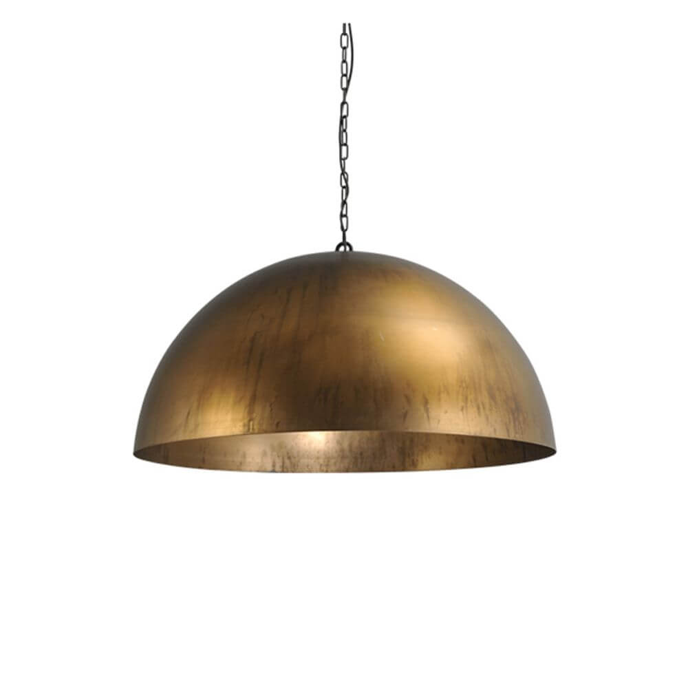 Larino Pendelleuchte mit rustikaler Kette Ø50cm Messing, handgefertigte Pendellampe mit Haubenform.