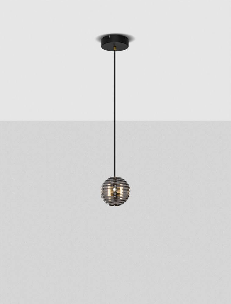 Las LED Pendelleuchte Ø 15cm 3000K Schwarz, Gold mit elegantem Design aus Metall und Glas.