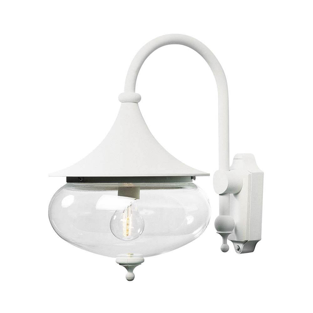 Libra Außen-Wandleuchte Weiß, klares Glas mit elegantem Design und klarem Glas für Außenbereiche.