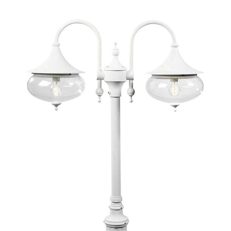 Libra lampadaire 2 pièces Blanc, verre clair au design élégant et avec abat-jour en verre transparent.