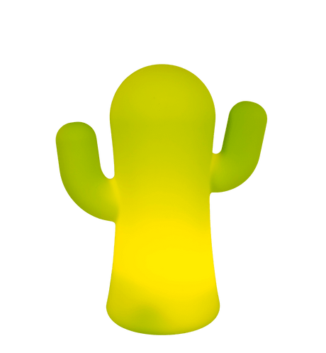 Lampe de table à batterie Panchito en forme de cactus jaune pour les tables de restaurant et les bars.