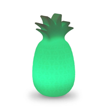 LED-Acculamp Samba Ananas met afstandsbediening in stralend groen als tafellamp.