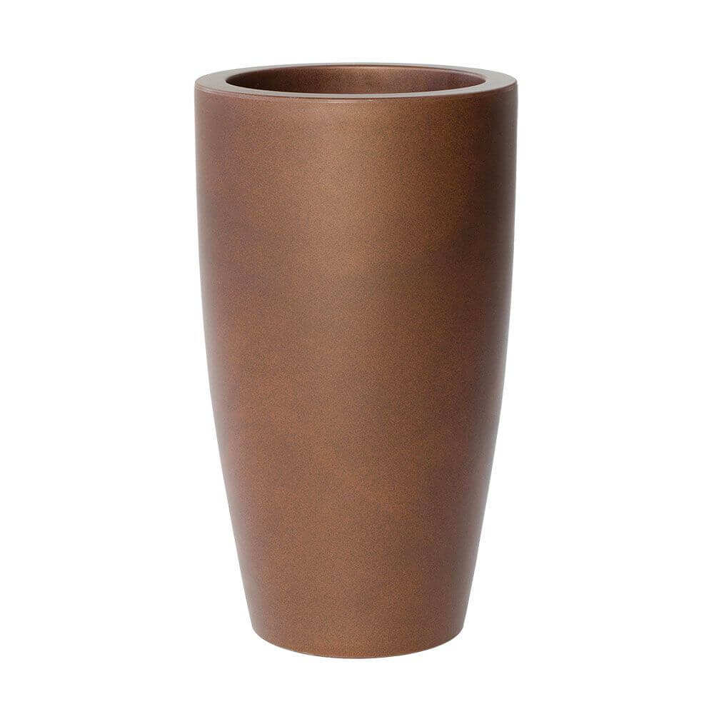 Bambu Mini beleuchteter Dekotopf in brauner Ausführung, zylindrischer Pflanzer mit breiter Basis.