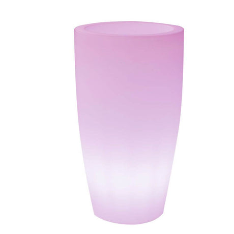 Bambu Mini oplyst dekorativ potte i pink, cylindrisk plantekasse med LED-Belysning til dekorative formål.