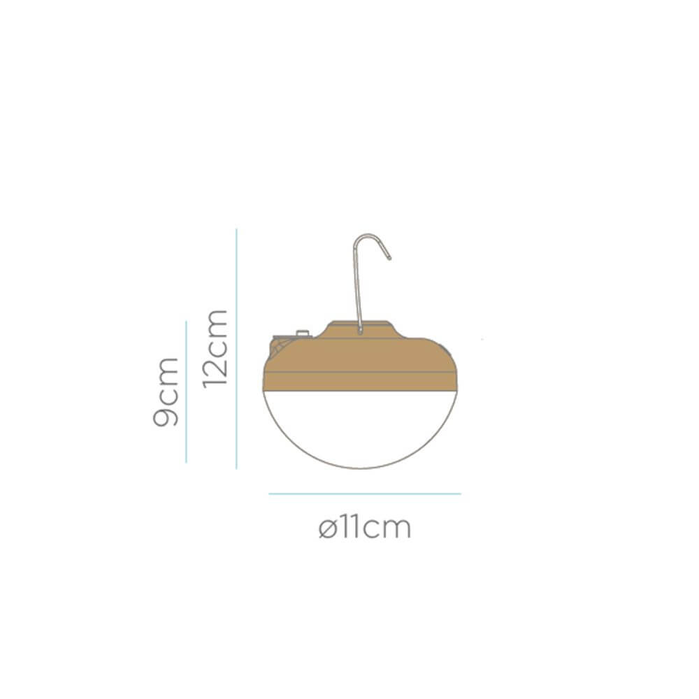 Maße der tragbaren Cherry Solar Lampe: Ø11cm, Höhe 12cm, Breite 9cm, vielseitig einsetzbar für Outdoor-Events.