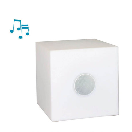 LED Decorative Cuby table with speaker and remote control in cubic form, ideal for outdoor parties.