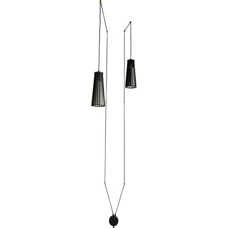 Hängelampe Dover 2-flammig mit 5m Kabel Schwarz, zwei Holzschirme, 5m Zuleitung, ideal für Wand- oder Deckenmontage.