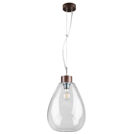 Hängelampe Piro Nussbaum, Transparent mit klarem Glas und elegantem Design, ideal für moderne Innenräume.
