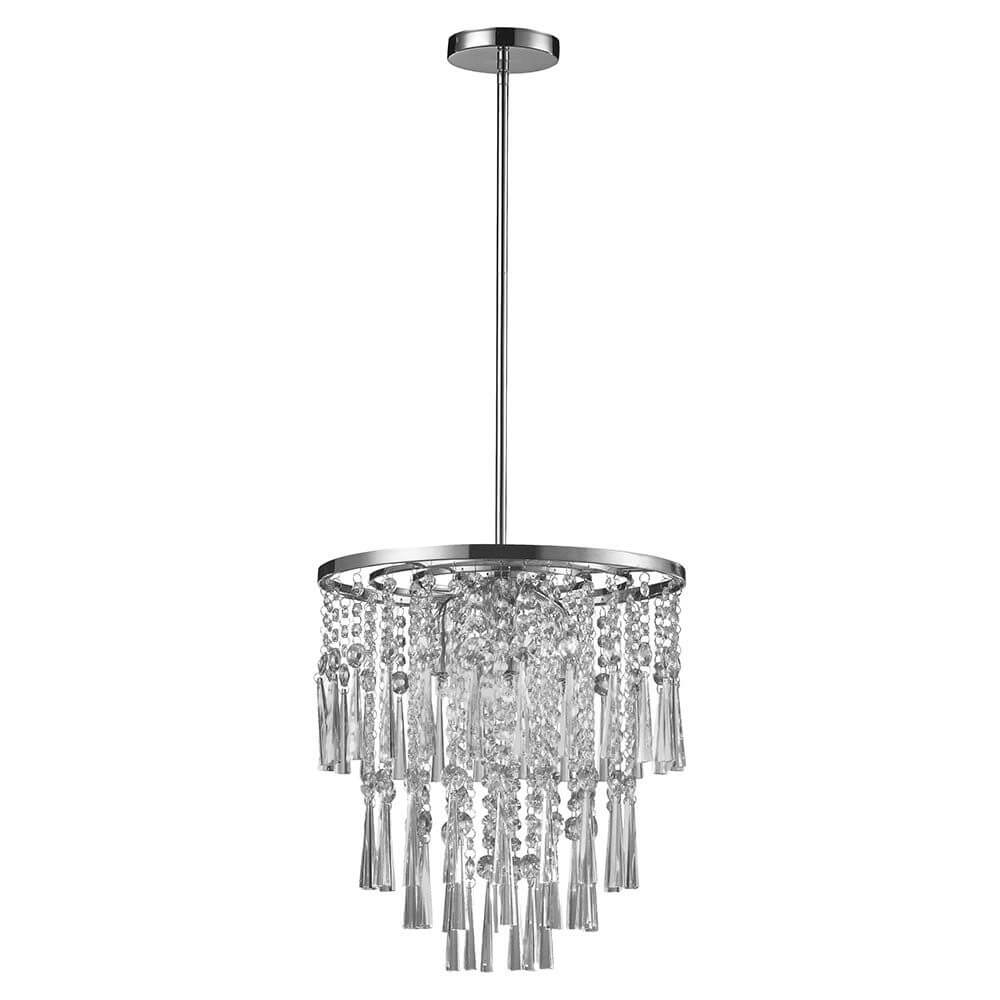 Kronleuchter Luxoria 6-flg. Chrom, Transparent mit eleganten Kristall-Tropfen und modernem Design.