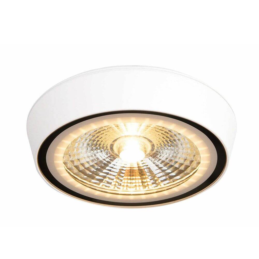 LED Decken Aufbauspot Santa Flat in Weiß, modernes Design mit 12W und 1056 Lumen Helligkeit.