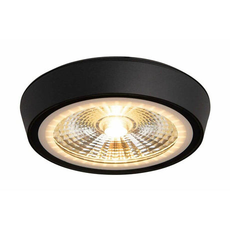 LED Decken Aufbauspot Santa Flat in Schwarz mit modernem Design und hoher Helligkeit von 1056 Lumen.