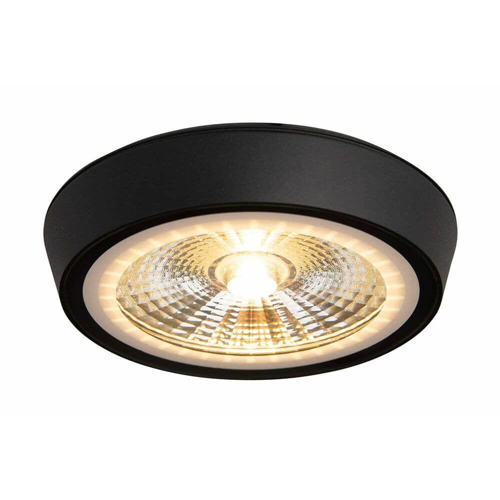 LED Decken Aufbauspot Santa Flat in Schwarz mit modernem Design und hoher Helligkeit von 1056 Lumen.