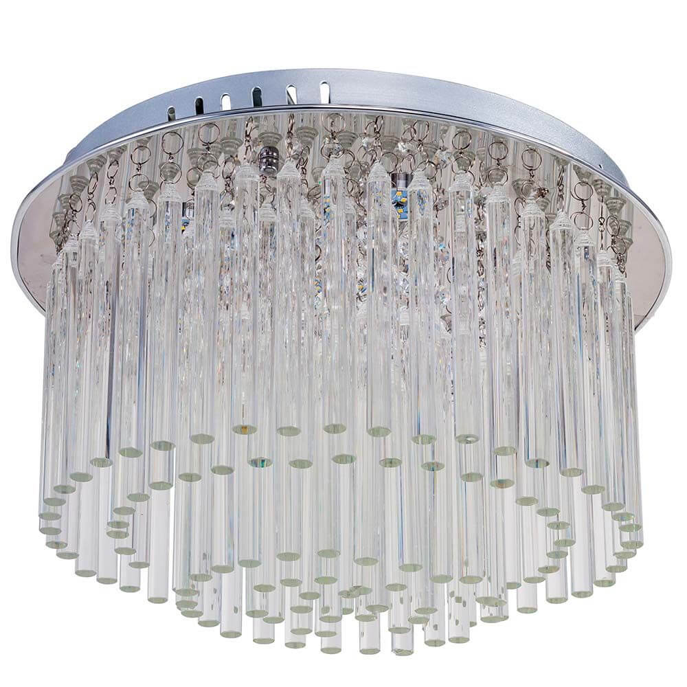 LED Deckenleuchte Gemma Short 6-flg. 1440lm Chrom, Transparent mit klaren Kristallen und modernem Design.