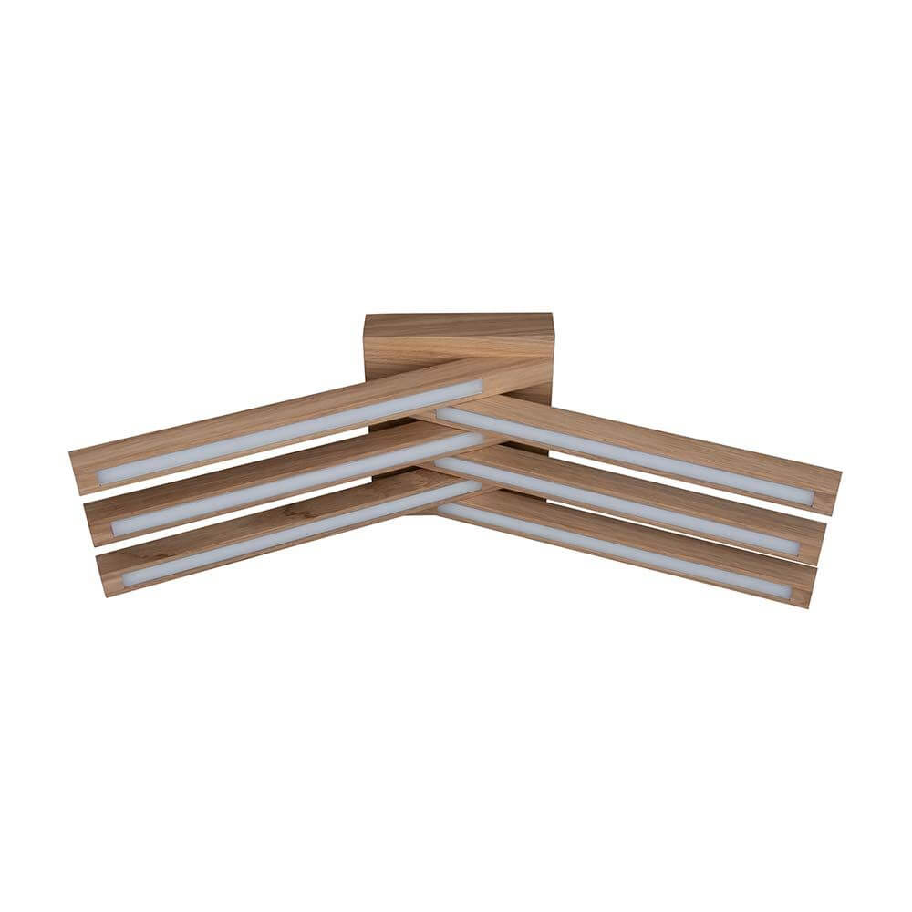 LED Deckenleuchte Linus Crossed 2520lm Eiche-Geölt in modernem Design mit Holz-Elementen.