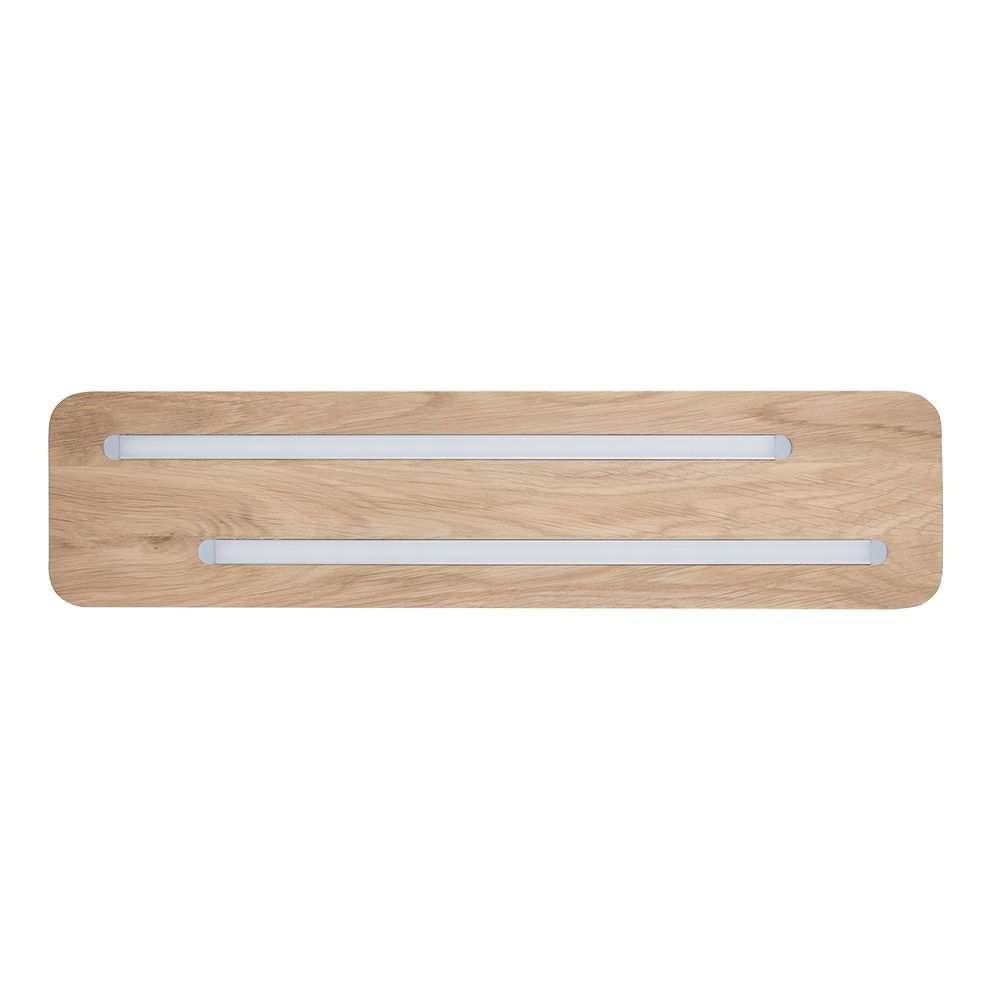 LED Deckenleuchte Neele 1120lm Eiche-Geölt auf Holzoptik mit zwei integrierten LED-Leuchten.
