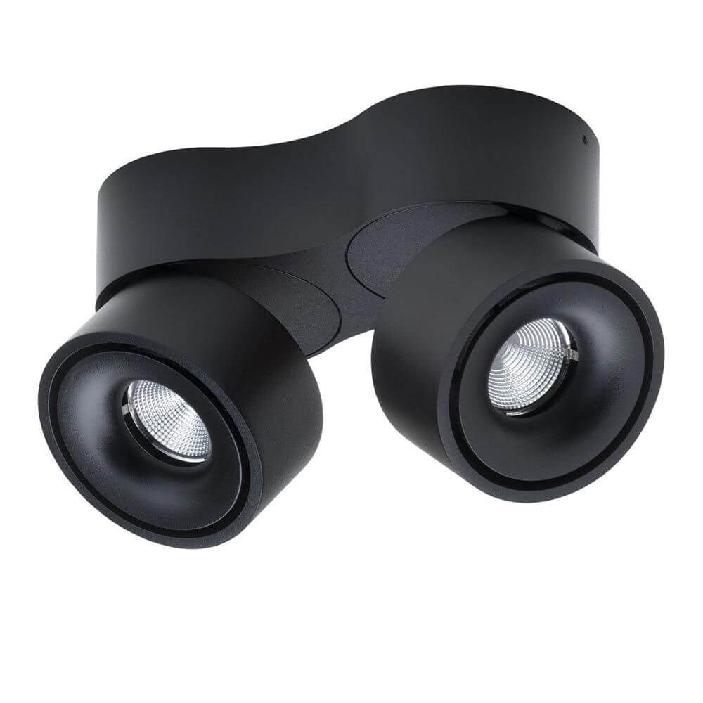 LED Deckenspot Simple 2x680lm Schwarz - zwei dreh- und schwenkbare Leuchtenköpfe in modernem Schwarz.