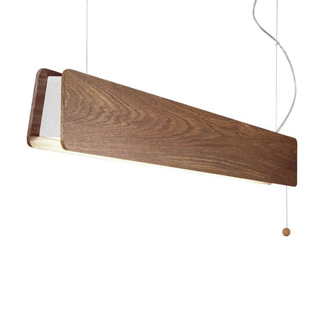 LED pendellampe Oslo 1400-1500lm brun - moderne hengelampe i tredesign med trekksnor