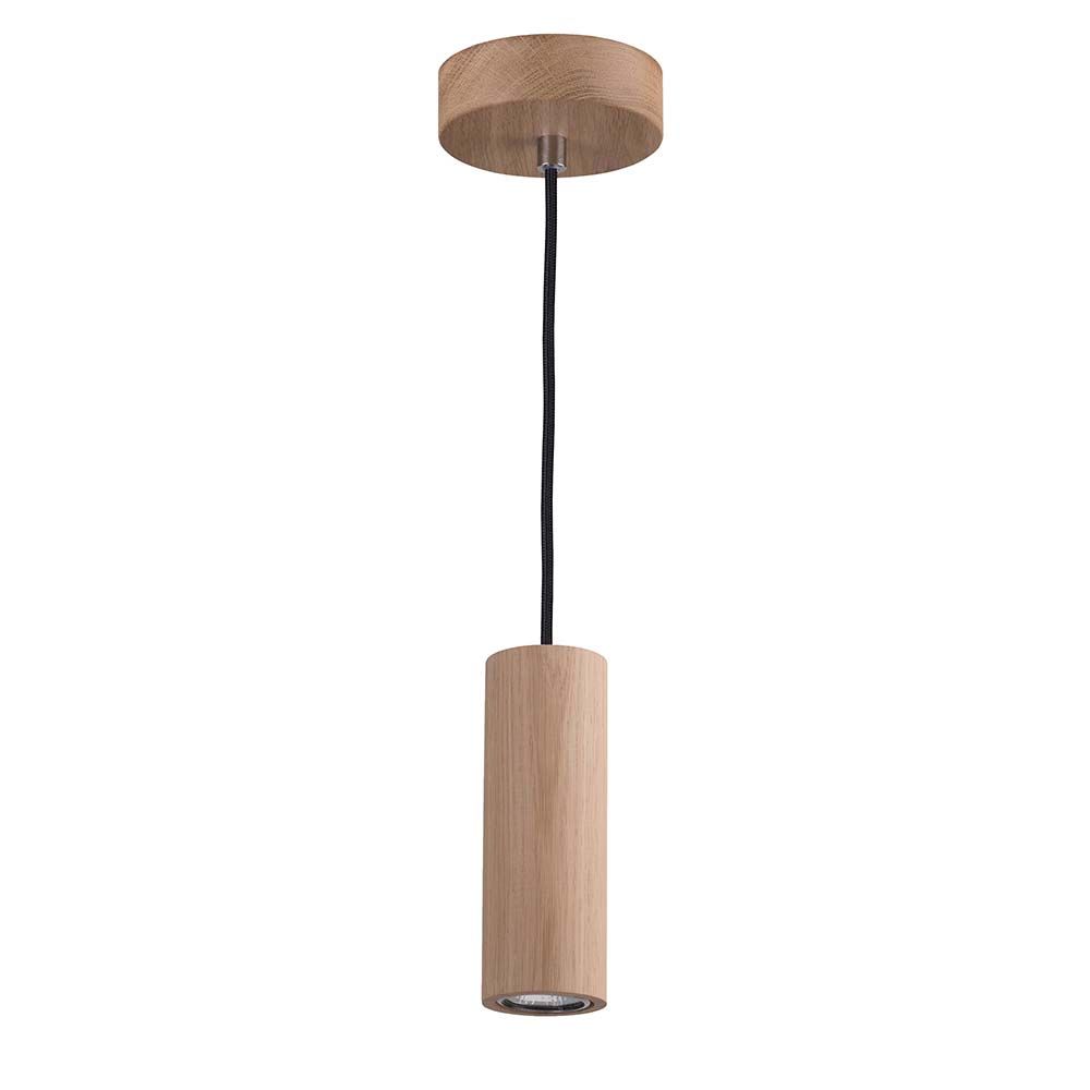 LED Hängeleuchte Pipe 350lm Eiche-Geölt in Holzoptik mit schwarzem Kabel