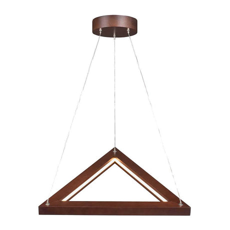 LED Suspension Legno 1680 lm Nuss dans un design triangulaire moderne en bois de noyer.
