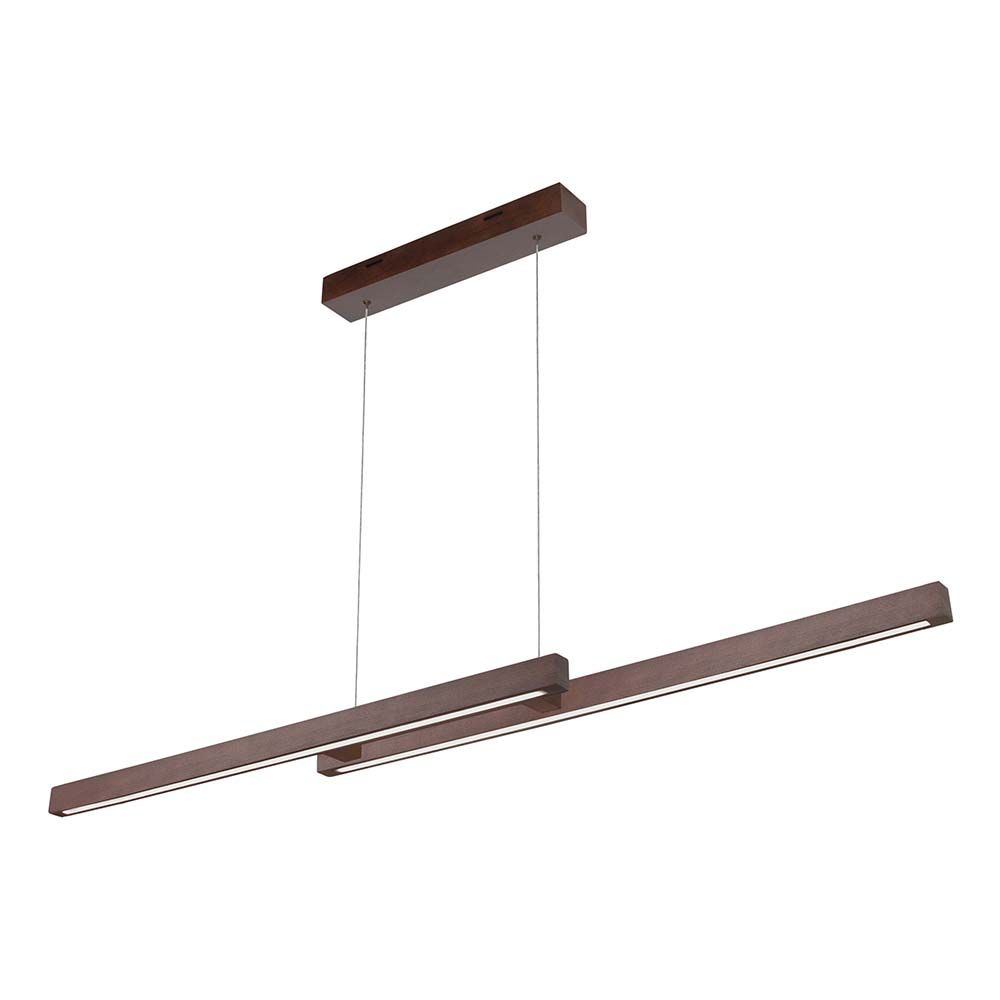 LED Pendelleuchte Smal Double Touch-Dimmer 2100lm Nuss in modernem Design mit Holzoberfläche