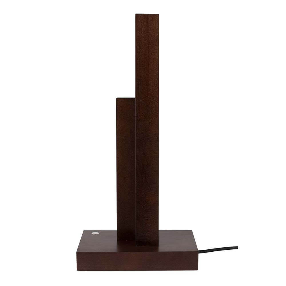 LED Tischlampe Manhattan Touch-Dimmer 910lm Nuss von der Seite mit modernem Design und hochwertiger Holzoptik.