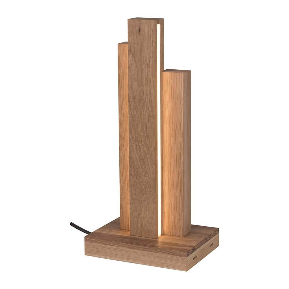 LED Tischleuchte Manhattan mit Touch-Dimmer, 1470lm, Eiche-geölt, moderne Designleuchte für stilvolle Beleuchtung.