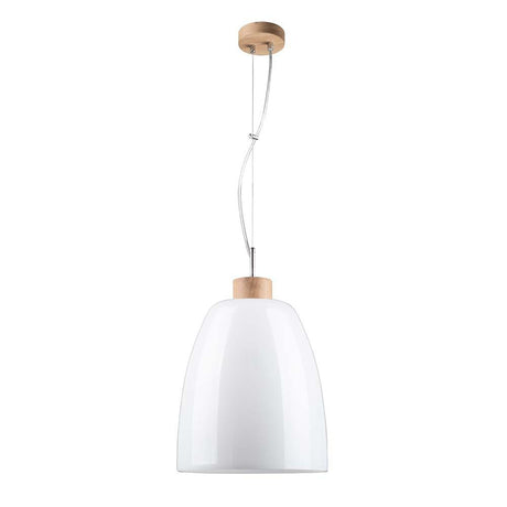 Pendellampe Campana Eiche-Geölt, Weiß, Transparent mit modernem Design und Holzdetails.