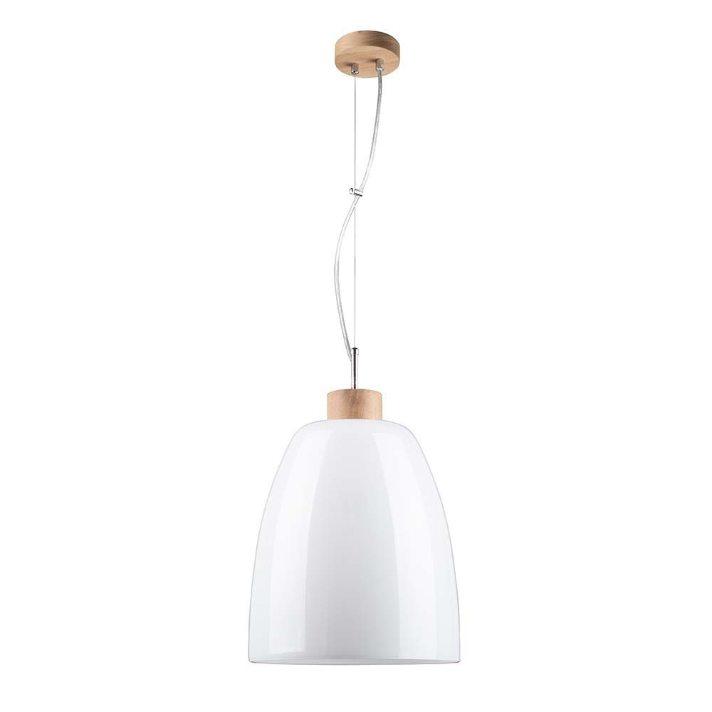 Pendellampe Campana Eiche-Geölt, Weiß, Transparent mit modernem Design und Holzdetails.