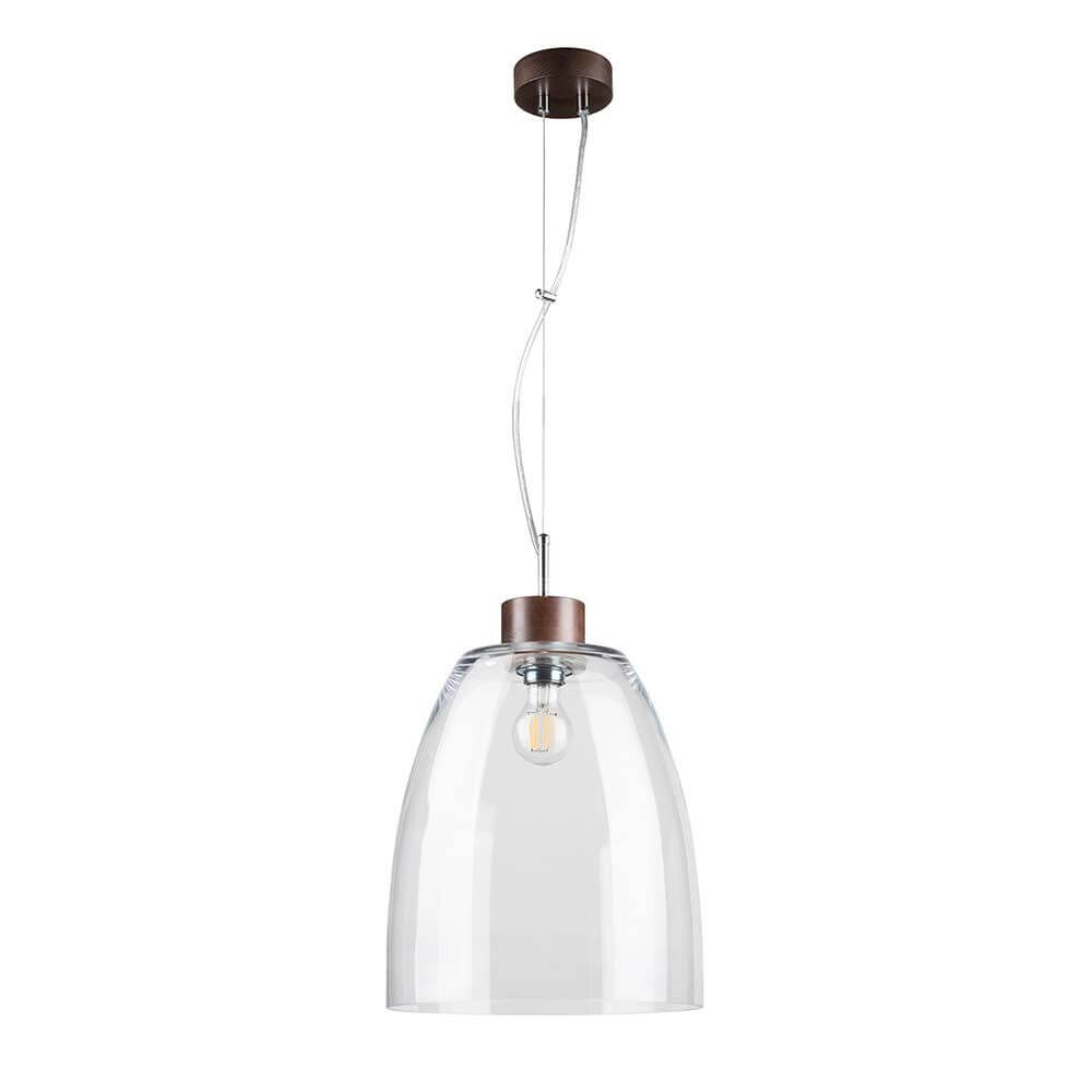 Pendellampe Campana Nussbaum, Transparent, hängende Glaslampe mit modernem Design.