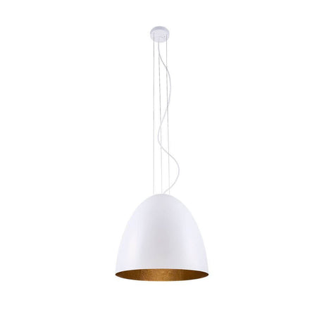 Taklampe Egg M Ø 39 cm hvit, gullfarget - moderne hengelampe med hvit matt overflate og gyllen innside.