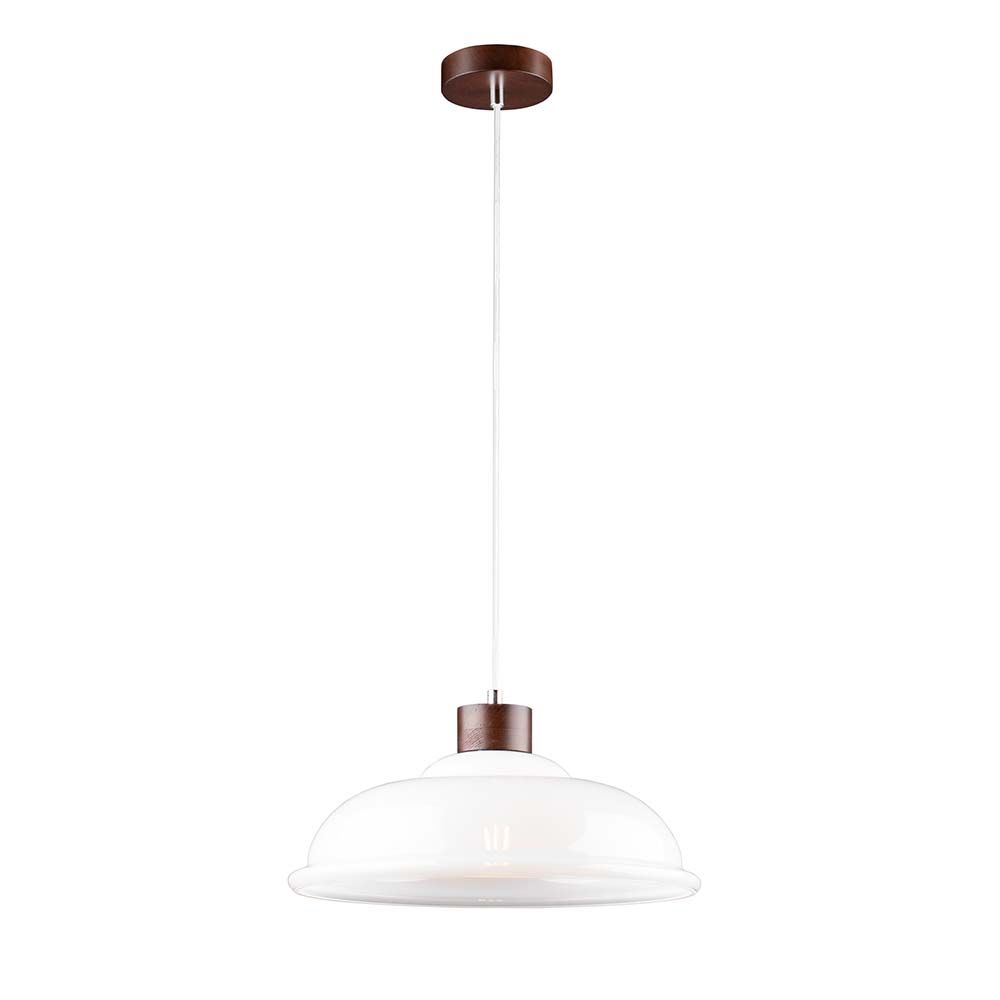 Pendellampe Molde Nussbaum, Weiß, Transparent – elegante Hängeleuchte mit modernem Design.