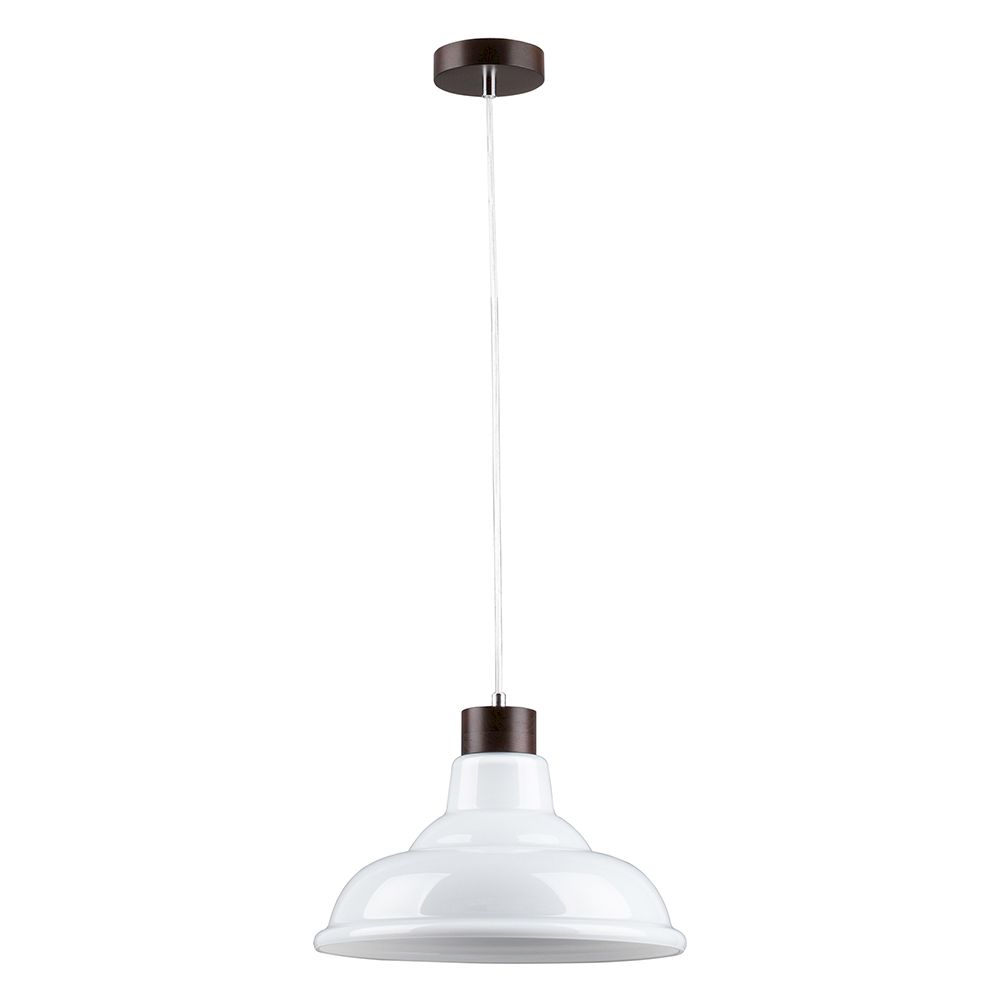 Pendelleuchte Avino Nussbaum, Weiß, Transparent mit elegantem Design und klaren Linien.