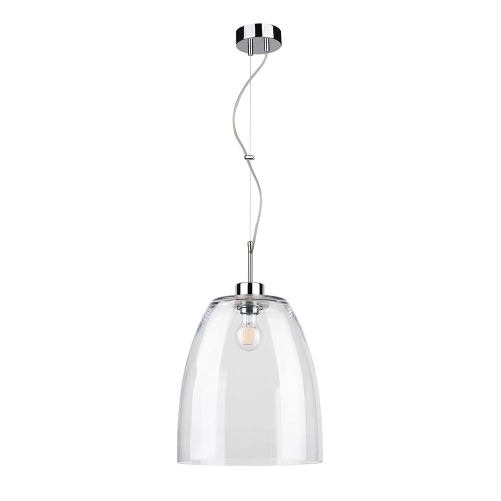 Pendelleuchte Campana Chrom, Transparent – elegante Deckenleuchte mit klarer Glasoptik und Chromakzenten.