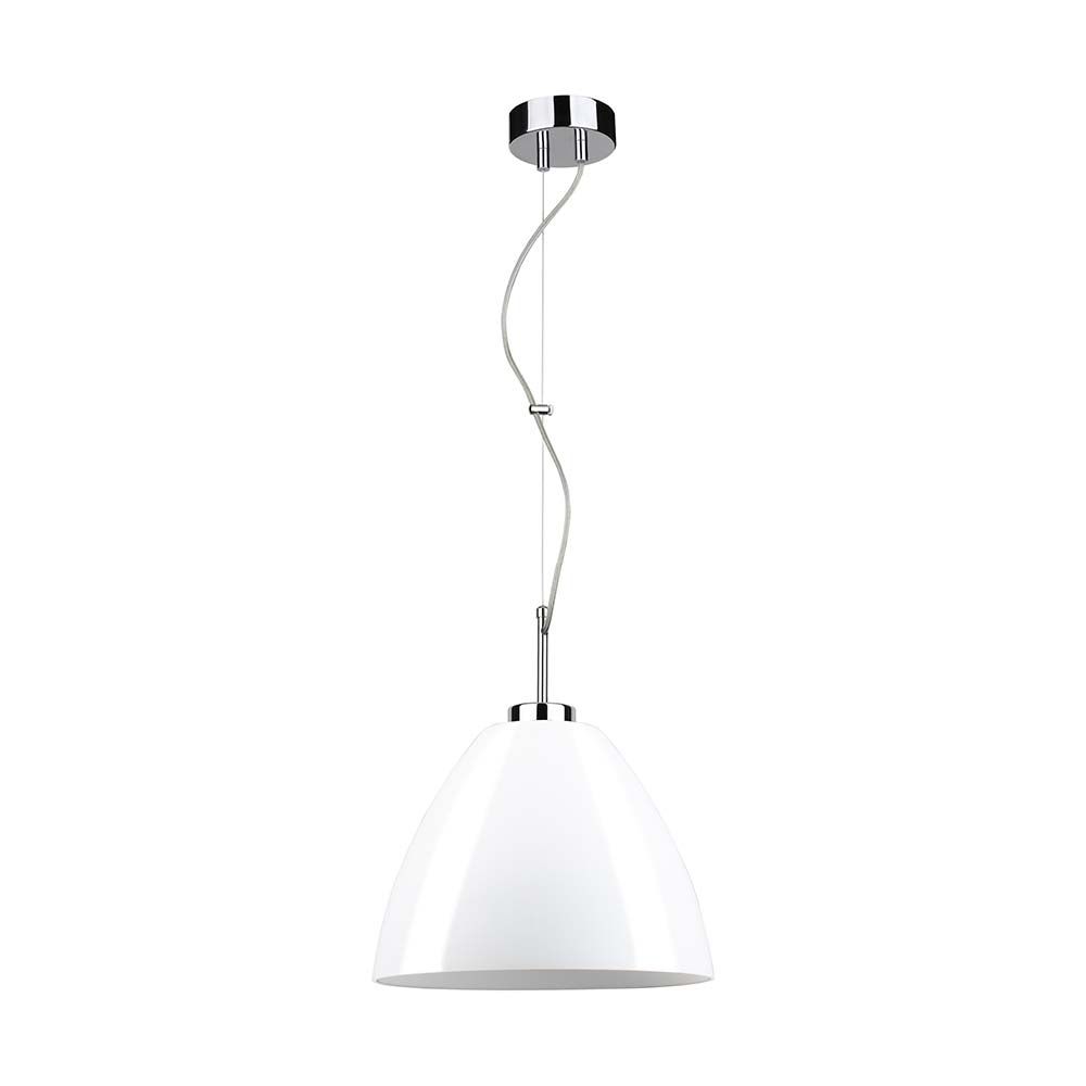 Pendelleuchte Tumulo Chrom, Weiß, Transparent in modernem Design mit glänzendem Finish.