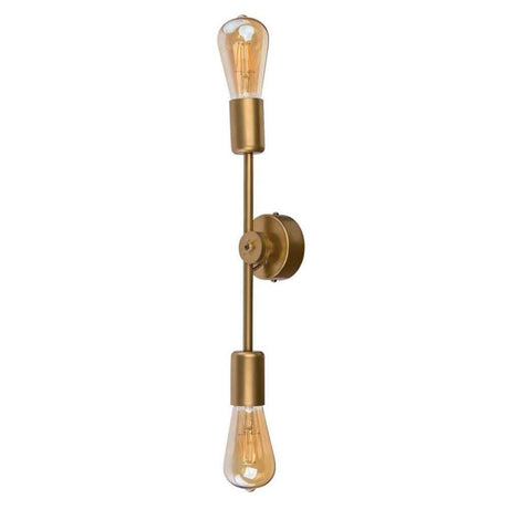 Retro wall light Sticks 2-light gold-colored with minimalist form and two E27 sockets.
