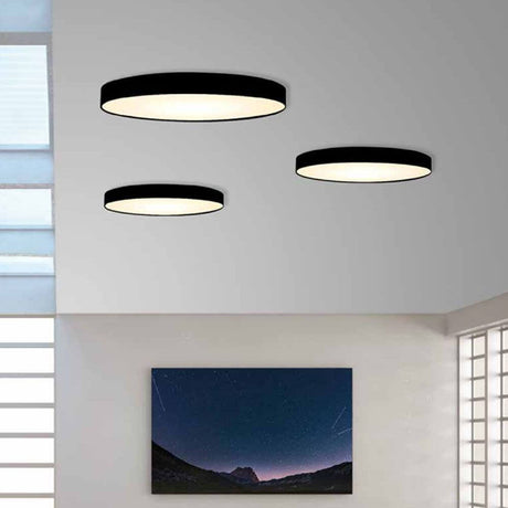 Luz de techo LED Rondo Highpower en negro, moderna luz de techo para salas de estar y oficinas.