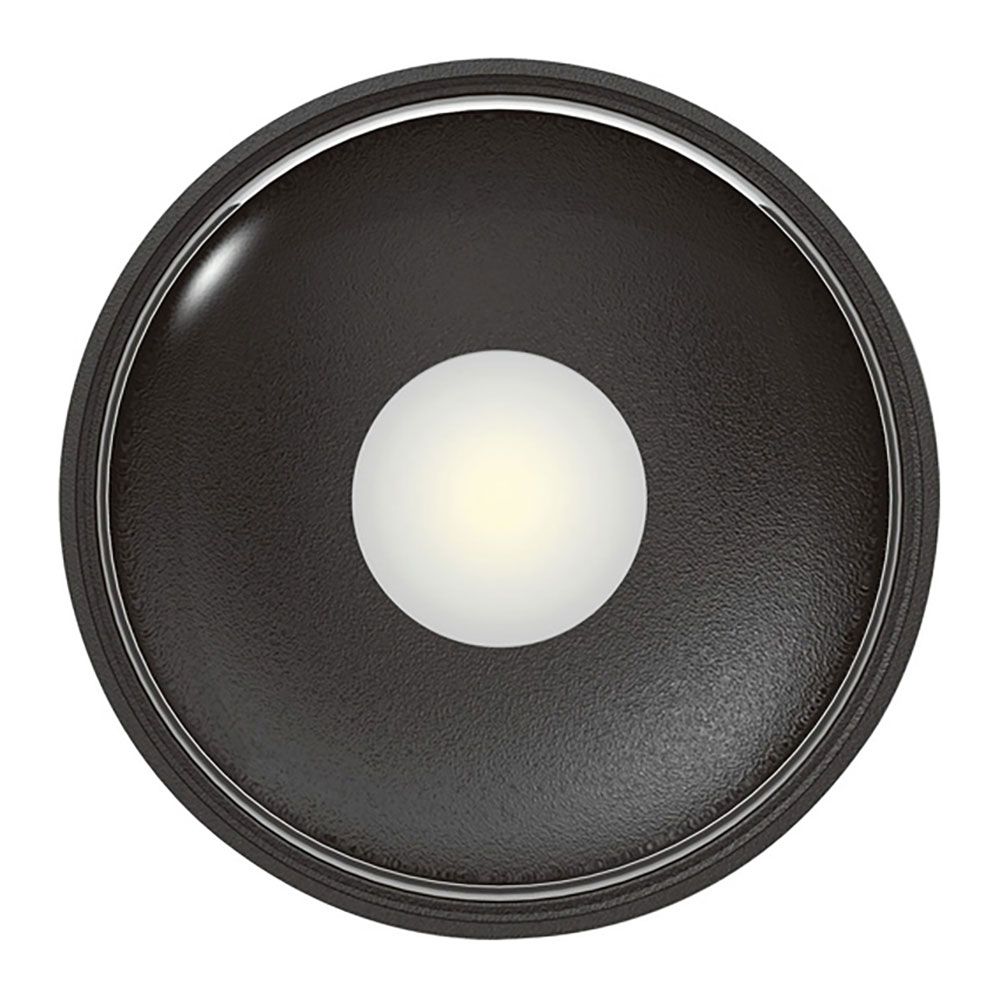 Flacher LED Außen-Aufbauspot in Schwarz mit warmweißem Leuchtmittel und modernem Design.
