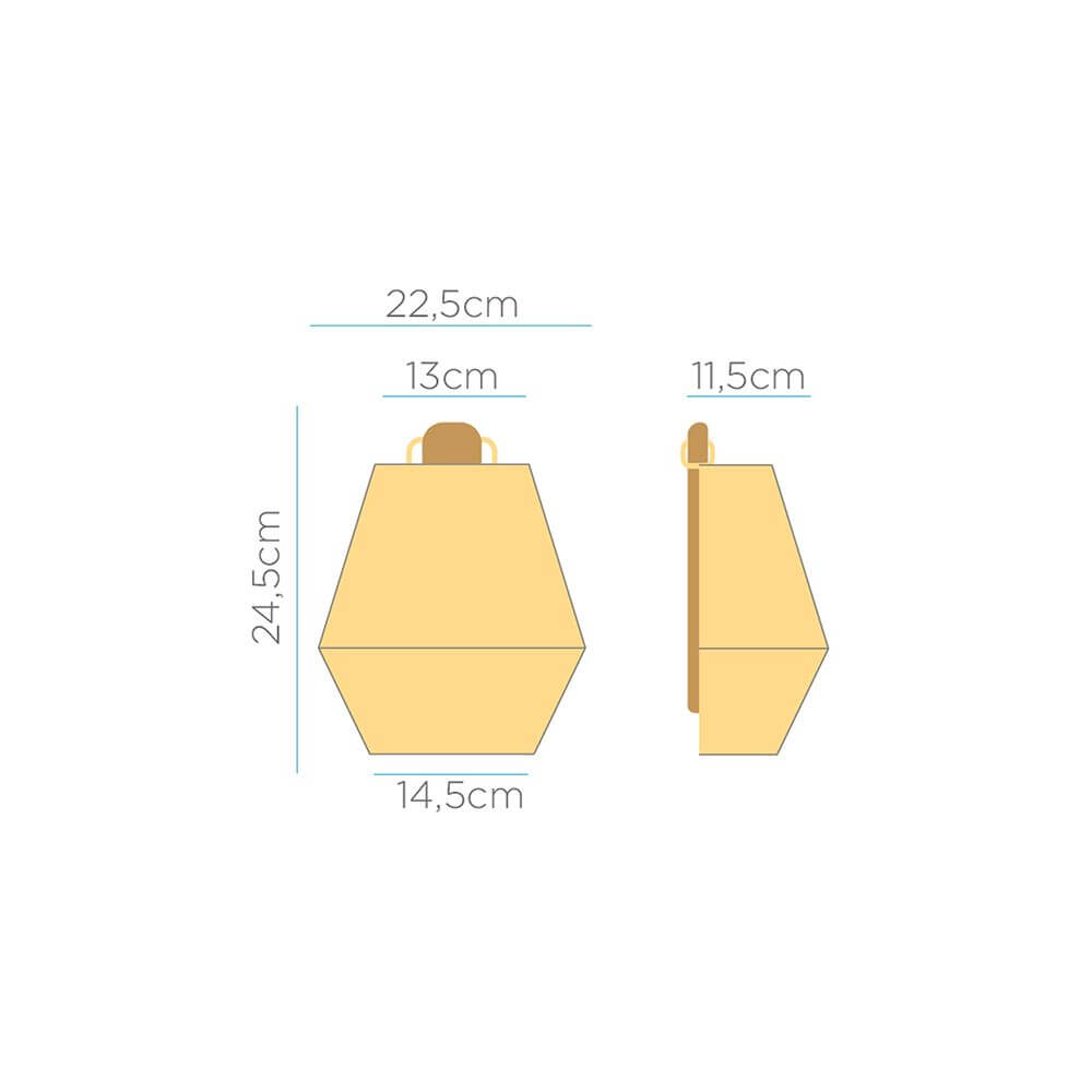 Maßzeichnung der Sisine Boho-Style LED Seegras Wandleuchte mit Dimensionen in cm.