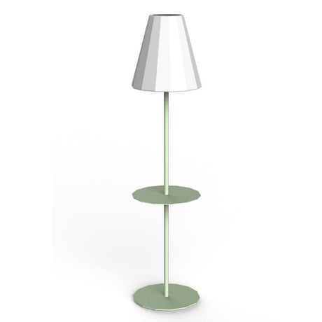 LED Lampadaire solaire Helga avec télécommande au design moderne et deux étagères.