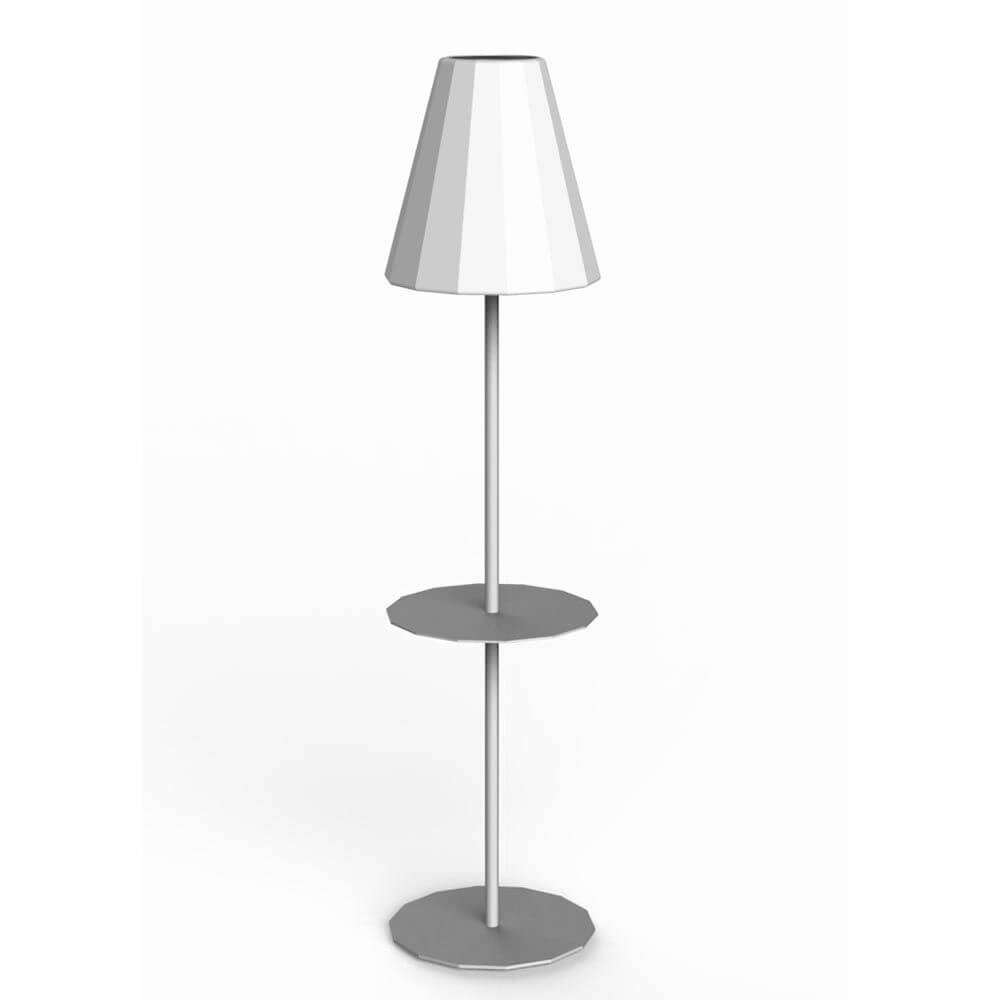 LED Solar-Stehleuchte Helga mit Fernbedienung, moderne Lampe mit Metall- und Polyethylen-Lampenschirm.