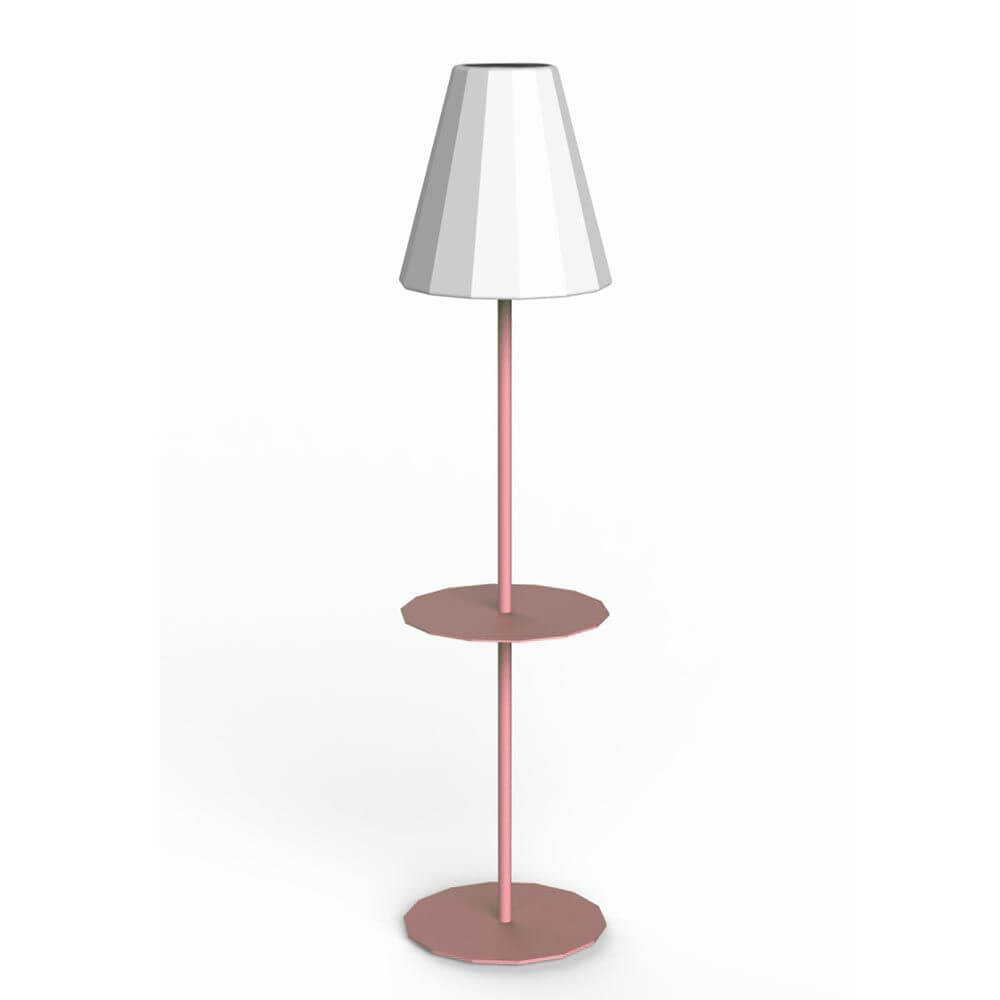 LED Solar-Stehleuchte Helga mit Fernbedienung in modernem Design mit Doppel-Bodenplatte und schickem Lampenschirm.