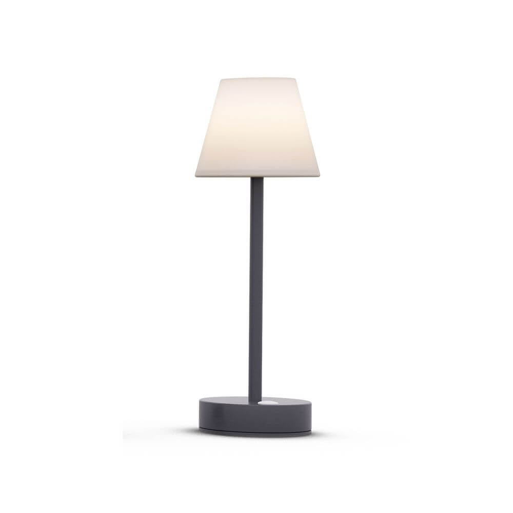 Akku LED-Tischleuchte Lola mit modernem Design und harmonischer Atmosphäre für Innen- und Außenbereich.
