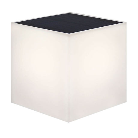 Wally LED Solar Lampada da Parete con Sensore di Movimento in design elegante a forma di cubo, ideale per interni ed esterni.