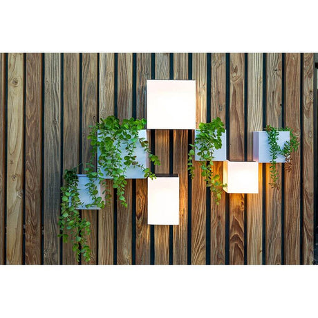 Wally Square Wand Dekoration mit Kunstpflanze an Wand, dekorativ mit Lichtern und Pflanzen.