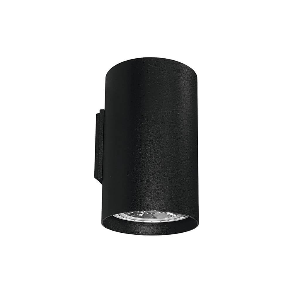 Wandleuchte Tube Up&Down Schwarz aus Aluminium, zeitloses Design mit Lichtabgabe nach oben und unten.