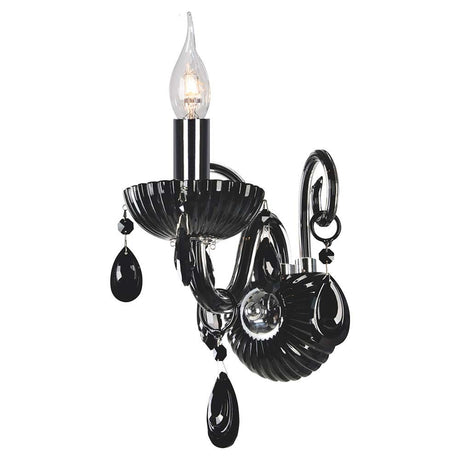 Wandlampe Queen Schwarz, Chrom mit elegantem Design und glänzenden Akzenten für stilvolle Raumbeleuchtung.