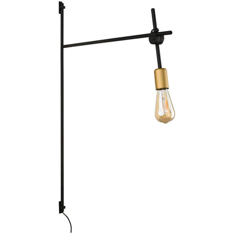 Retro wall light Axis Black with artistic design and a unique filament bulb.